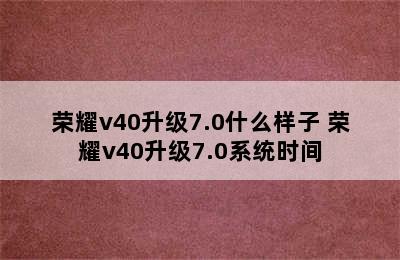 荣耀v40升级7.0什么样子 荣耀v40升级7.0系统时间